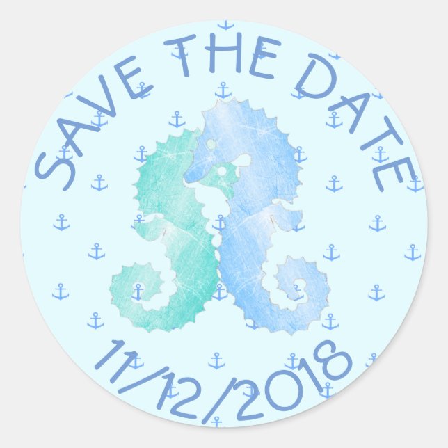 Seahorse Couple Blue Green Seahorses  Stickers (Front)