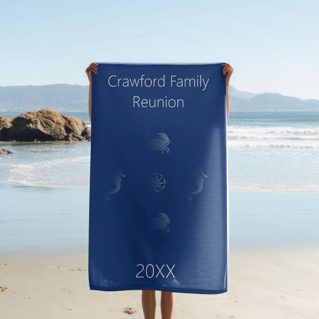 Seahorse, Crab and Compass Rose Family Reunion Beach Towel (Creator Uploaded)
