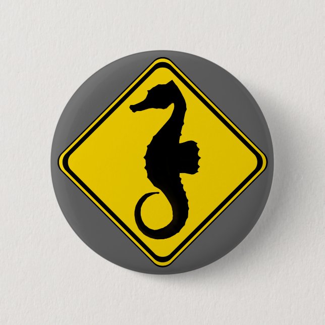 Seahorse Crossing ! Pinback Button (Front)