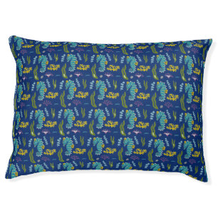 Seahorse Deep Blue Pattern Pet Bed