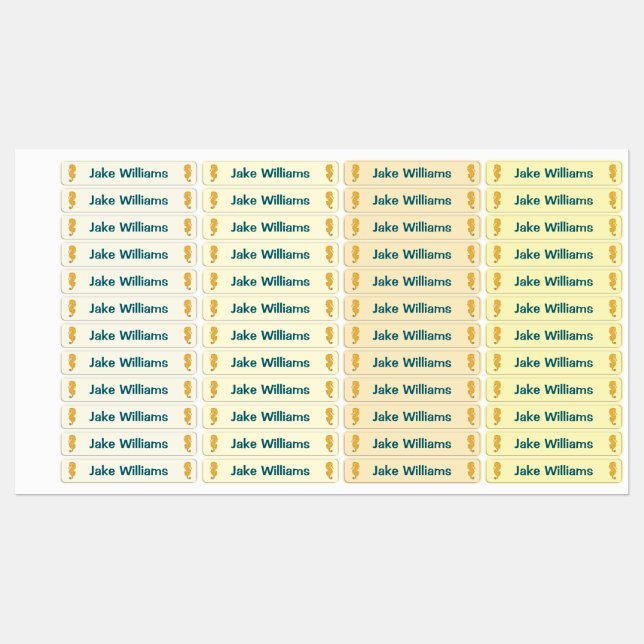 Seahorse Design Kids' Name Clothing School Labels (Sheet)