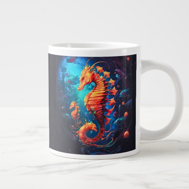 Seahorse Dreams, Surreal Otherworldly Sealife Giant Coffee Mug (Right)