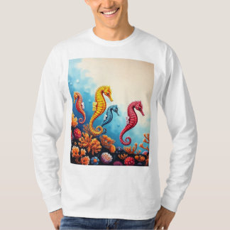 "Seahorse Family Sweatshirt: Underwater Elegance" T-Shirt