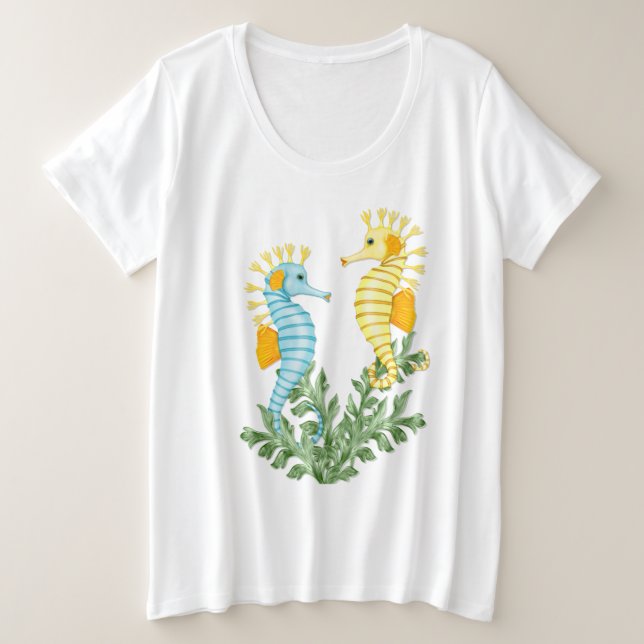Seahorse Fantasy Plus Size T-Shirt (Design Front)
