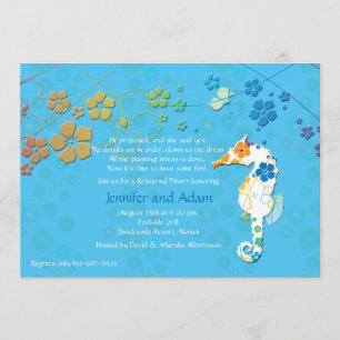 Seahorse Floral Rehearsal Dinner Party Invitation