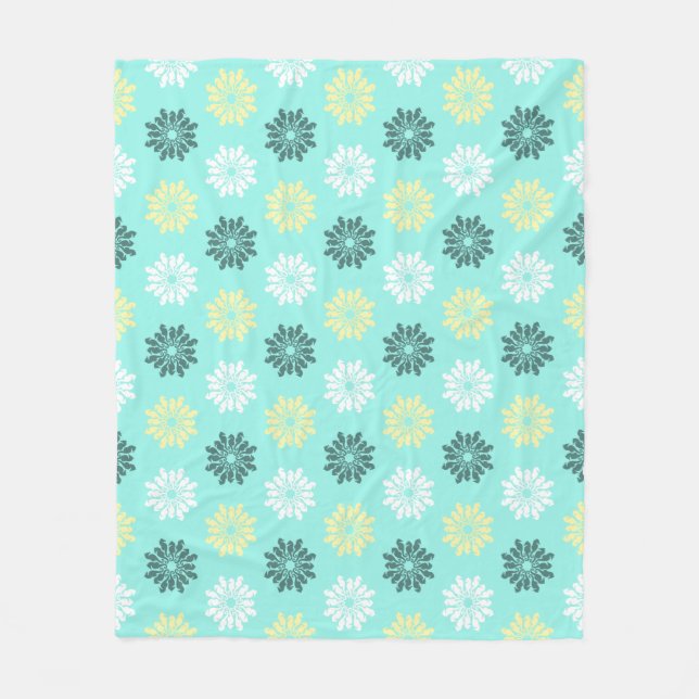 Seahorse Flowers Aquamarine Fleece Blanket (Front)