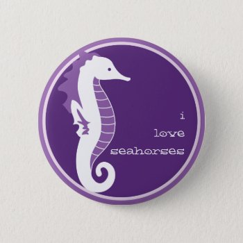 Seahorse Frolic Button - Purple by StriveDesigns at Zazzle