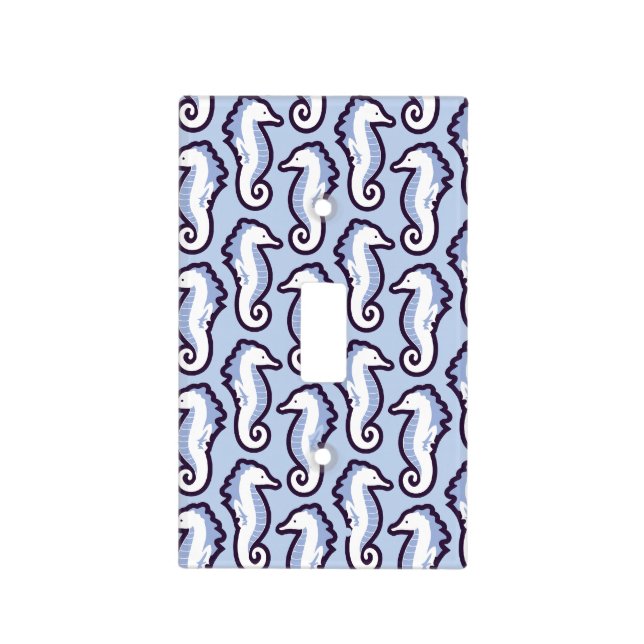 Seahorse Frolic Light Switch Cover - Blue (Front)