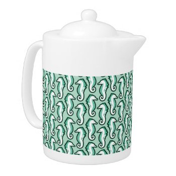 Seahorse Frolic Teapot - Green by StriveDesigns at Zazzle