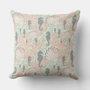 Seahorse Gardens Ocean Throw Pillow