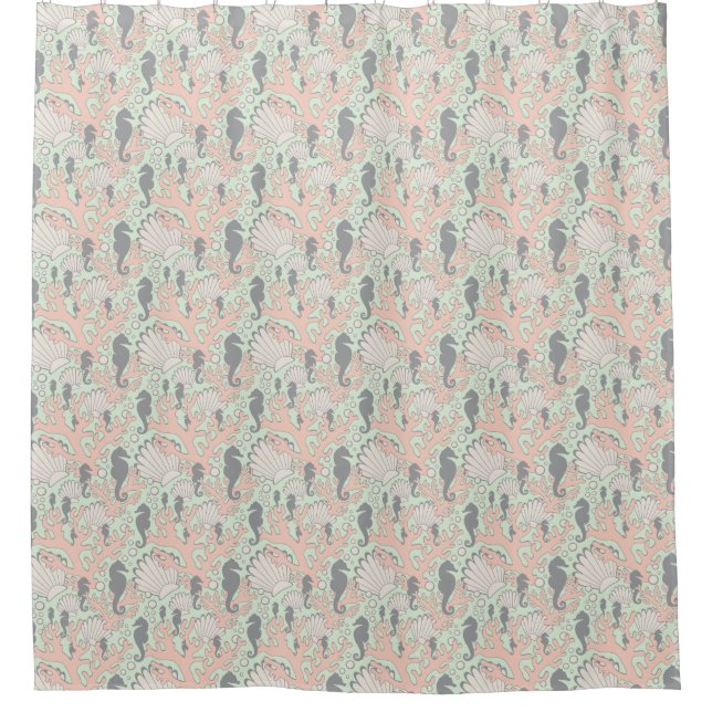 Seahorse Gardens Pastel Shower Curtain (Front)