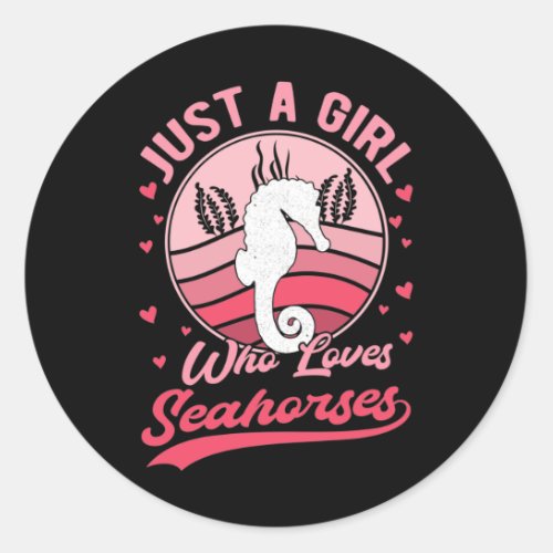 Seahorse Girl Kawaii Sea Horse Lover Classic Round Sticker