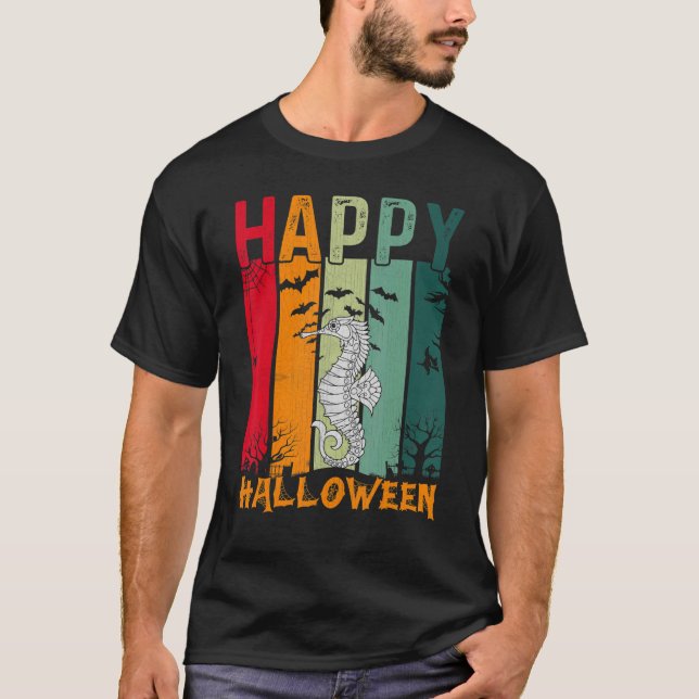 Seahorse   Girls Boys Retro Style Halloween Dinner T-Shirt (Front)
