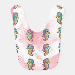 Seahorse Glitters Print  Baby Bib