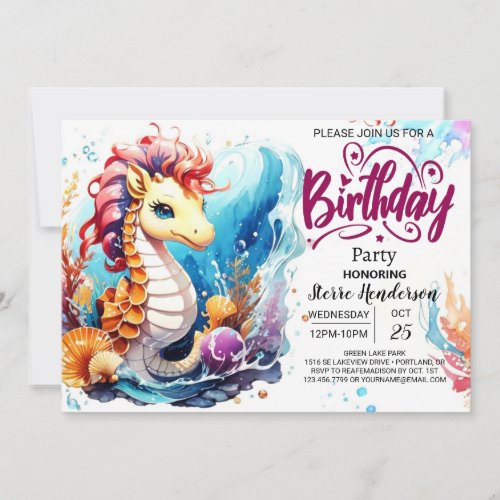 Seahorse Haven Oceanic Birthday Invitation
