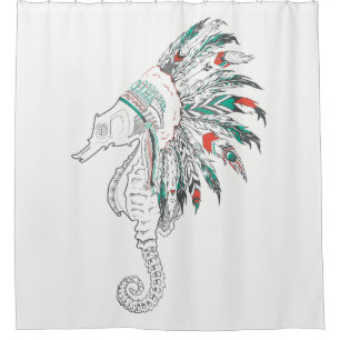 seahorse headdress shower curtain