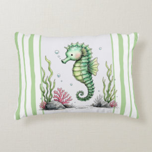 Seahorse in the Garden of Tides Accent Pillow