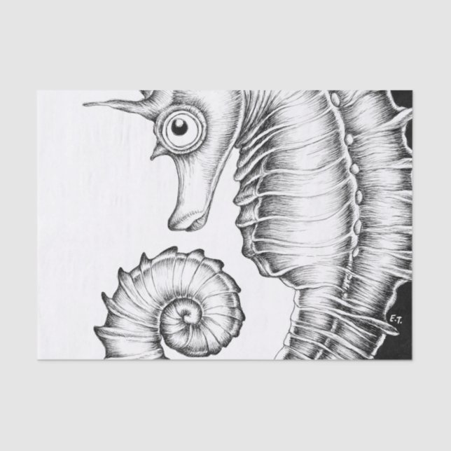 Seahorse Ink Black And White Tissue Paper (Front)