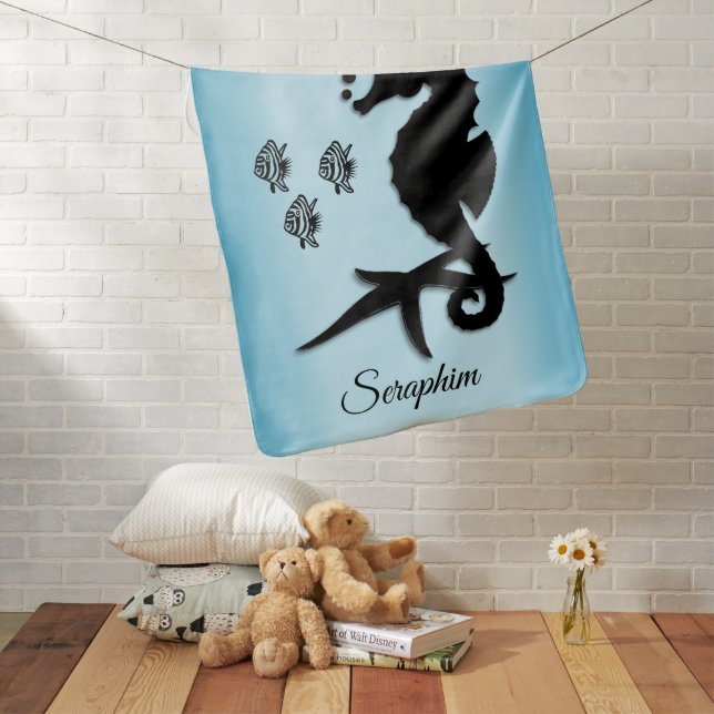 Seahorse Into the Blue Baby Blanket (In Situ)