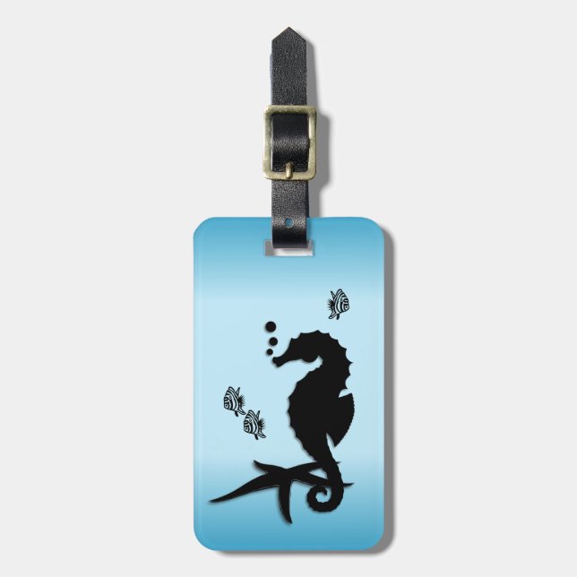 Seahorse Into the Blue Luggage Tag (Front Vertical)