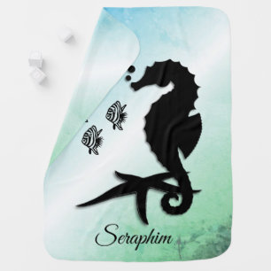 Seahorse Into the Green Baby Blanket