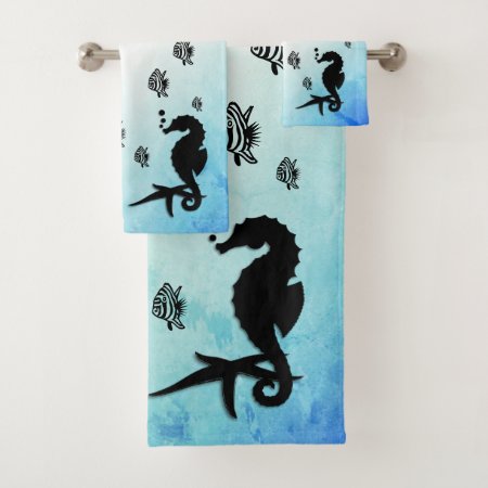 Seahorse Into the Green Bath Towel Set