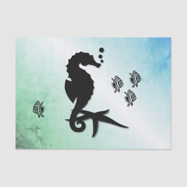 Seahorse Into the Green Tissue Paper (Front)