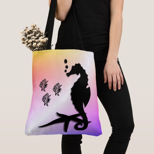 Seahorse Into the Purple Tote Bag (Close Up)
