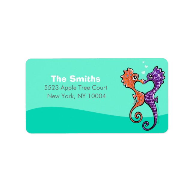Seahorse Kiss Off-Leash Art™ Personalized Label (Front)