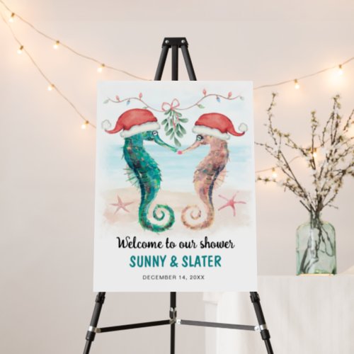 Seahorse Kissing Beach Christmas Couples Shower Foam Board