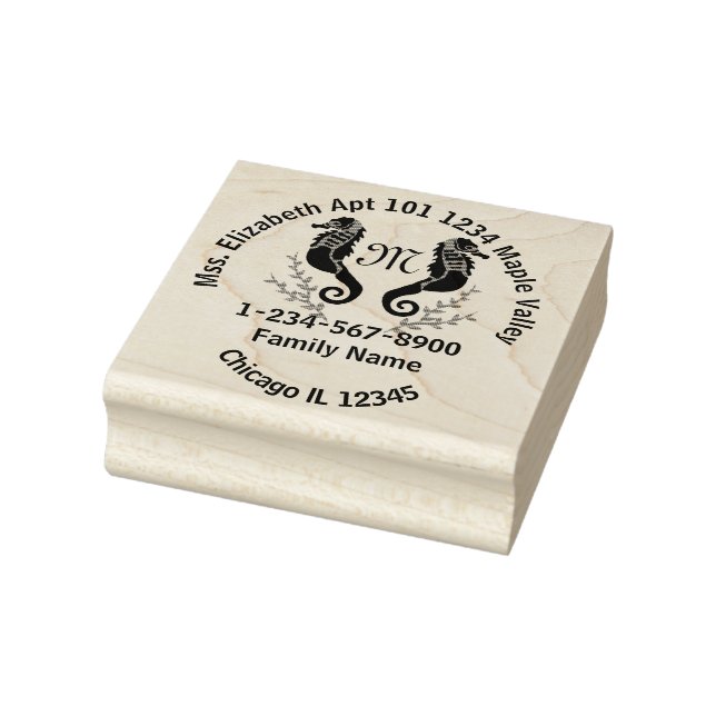 Seahorse Laurel Crest Beach House Contact Info Rubber Stamp (Stamp)