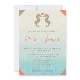 Seahorse Love Nautical Beach Wedding Invitation