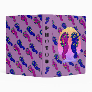 Seahorse Love Shell Blue Beach Cute Purple Mini Binder