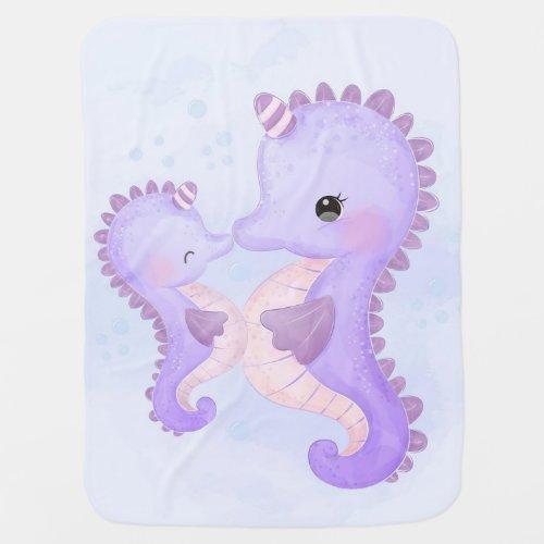 Seahorse Lovers  Adorable Seahorse Gift Baby Blanket