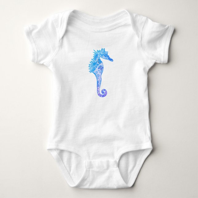 Seahorse mandala drawing baby bodysuit (Front)