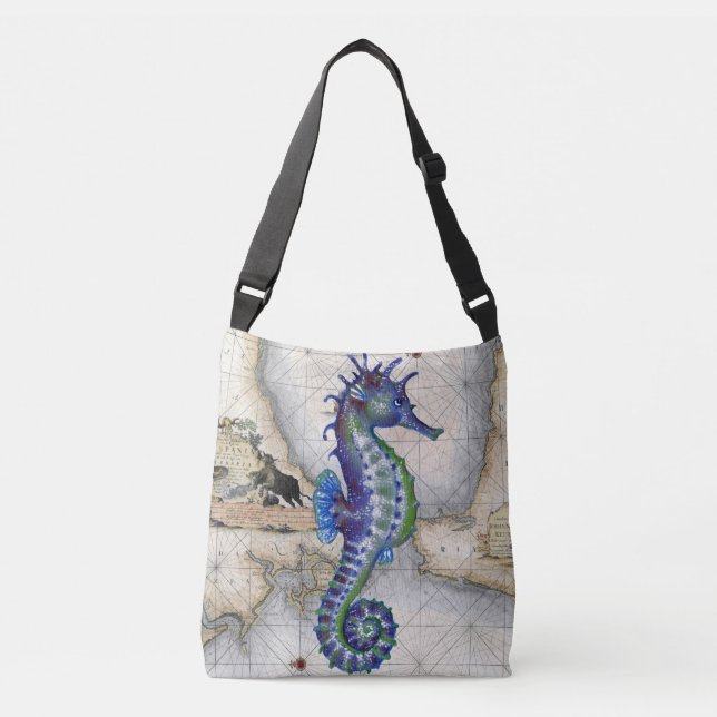 Seahorse Map Gibraltar Crossbody Bag (Front)