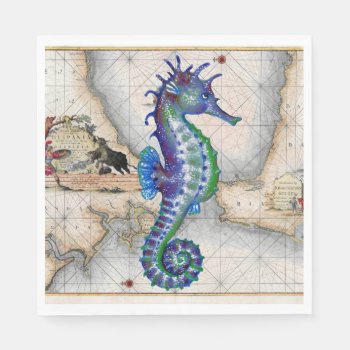 Seahorse Map Gibraltar Paper Napkins by EveyArtStore at Zazzle