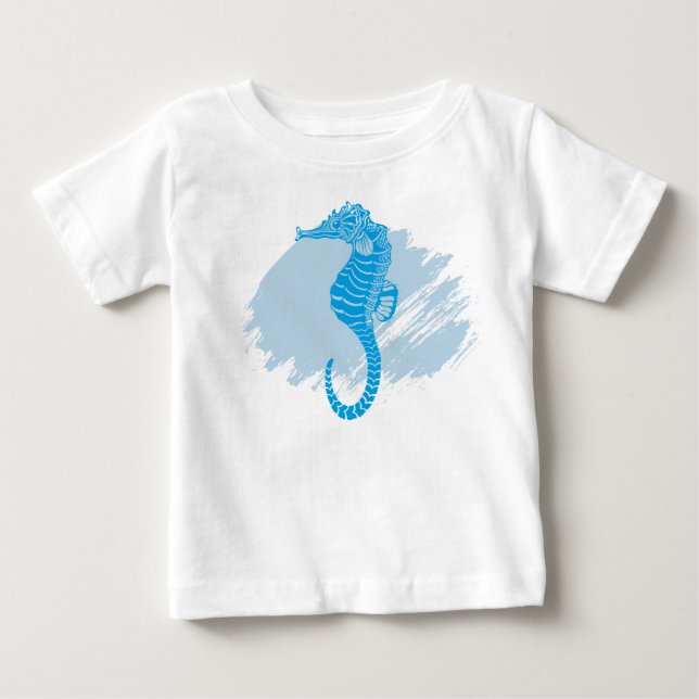 Seahorse marine life brush paint baby T-Shirt (Front)