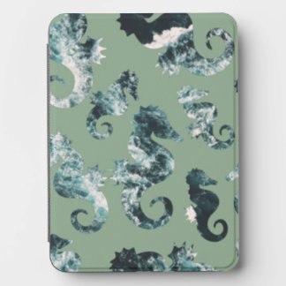 Seahorse Matcha Green Coastal Pattern Kindle Cover