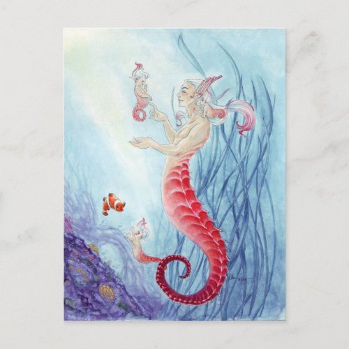 Seahorse merbabies postcard