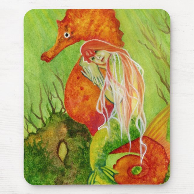Seahorse mermaid fantasy Mousepad (Front)