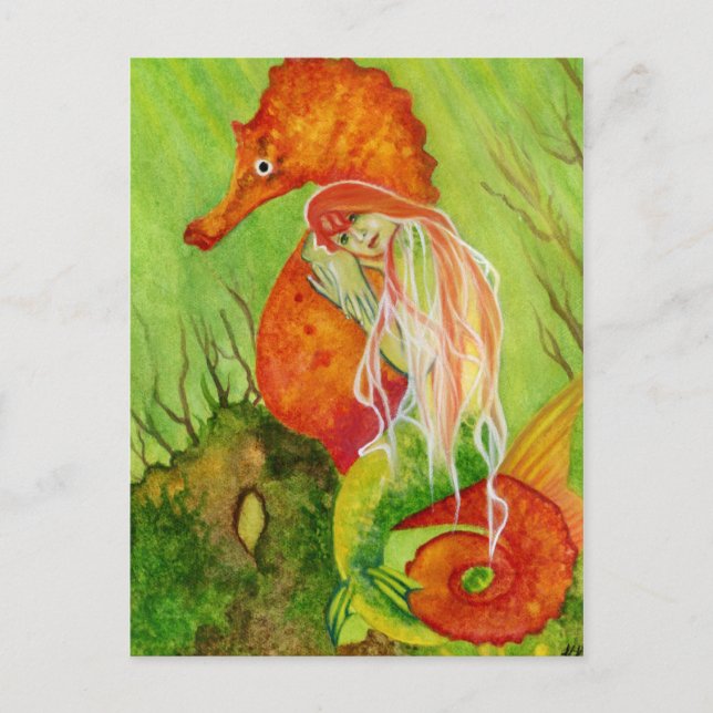 Seahorse mermaid fantasy Postcard (Front)
