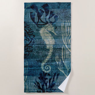 Seahorse - Mixed Media Beach Towel