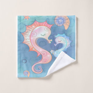 Seahorse Mom And Baby Gift For Kids Wash Cloth