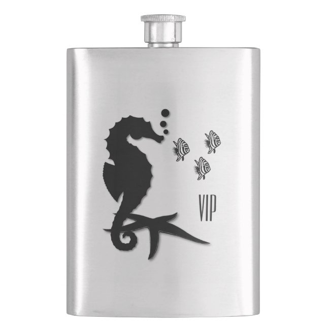 Seahorse Monogram Flask (Front)