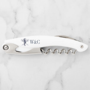 Seahorse Monogram Navy Blue Nautical  Waiter's Corkscrew