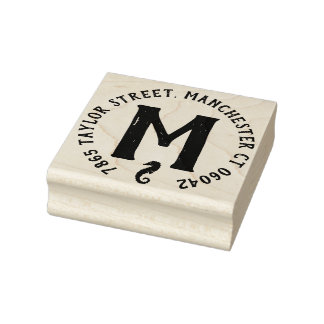 Seahorse Monogram Return Address Rubber Stamp