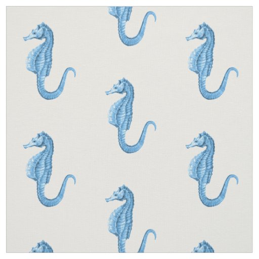 Seahorse nautical coastal beach ocean sea blue fabric