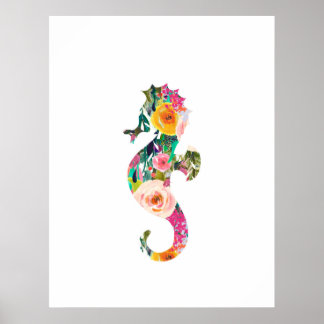 Seahorse nautical wall print nursery art
