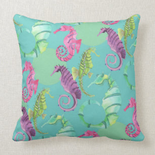Seahorse Nursery Decorative Pillows Poufs Zazzle Seahorse Nursery Pillow